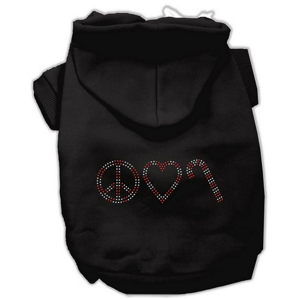 Small Pink Love and Candy Canes Hoodies Mirage Pet Products 10-inch Peace